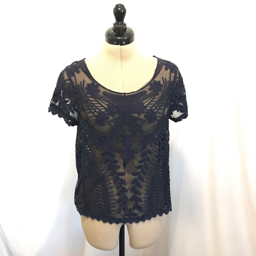 Navy Lace top by Express